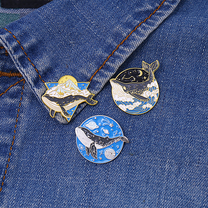 Cool Big Blue Whale Mini Brooch Pin