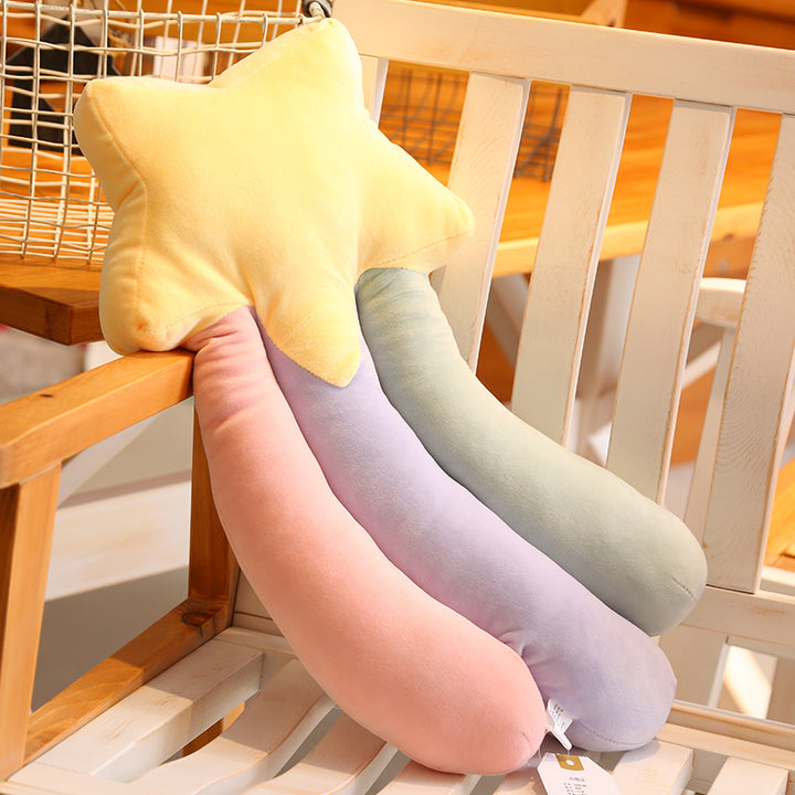 Pink and Yellow Star Shaped Plush Pillows