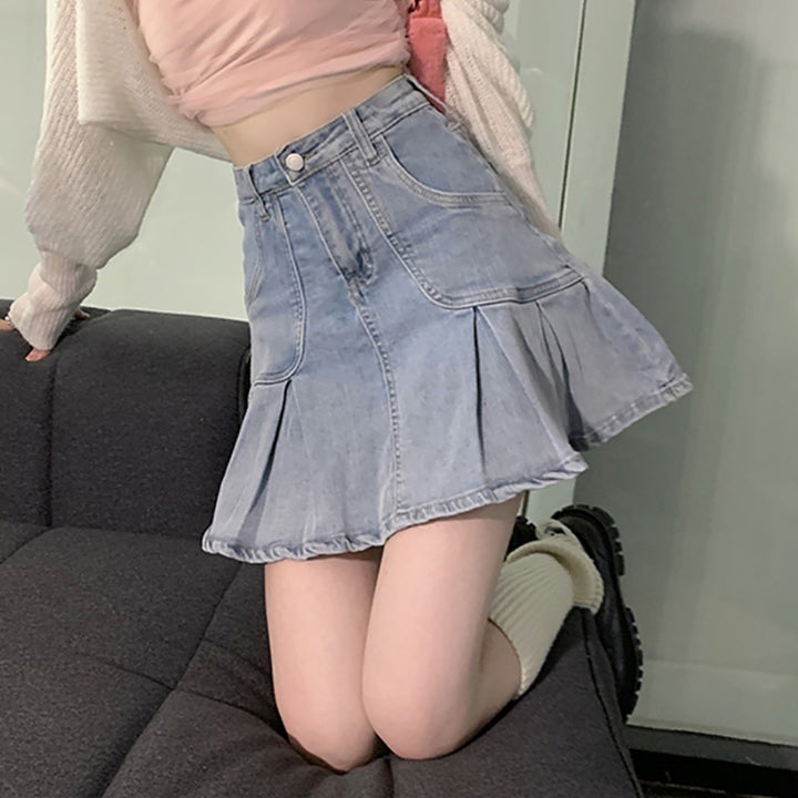 Vintage High Waist Denim Skirt