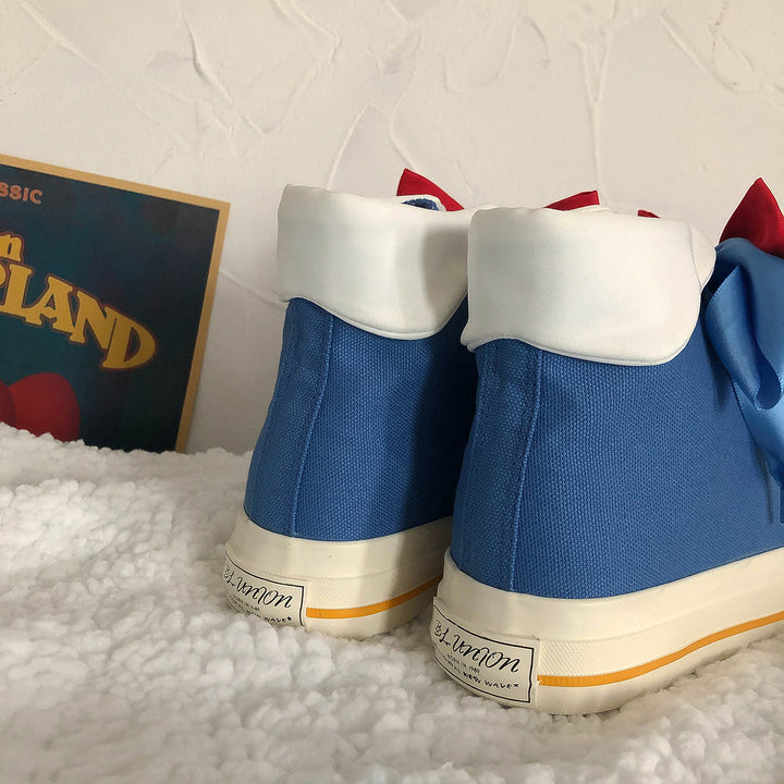 Princess Blue Red Bow High Ankle Sneaker Shoes
