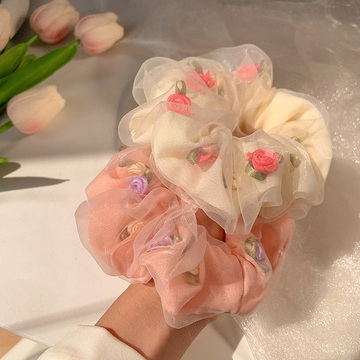 Korean-Inspired Rose Scrunchies-dolliefae
