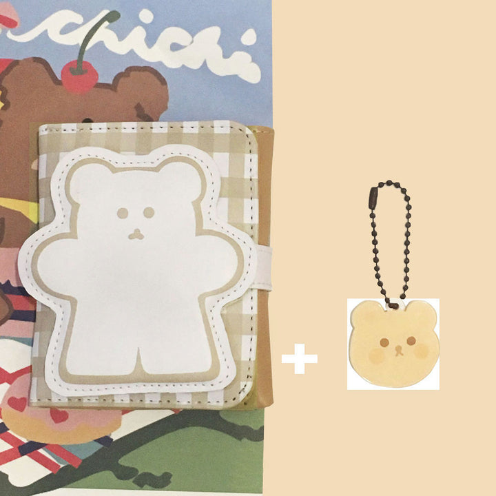 Kawaii Checkered Bear Square Wallet