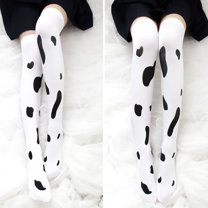 Cow Print Knee High Socks