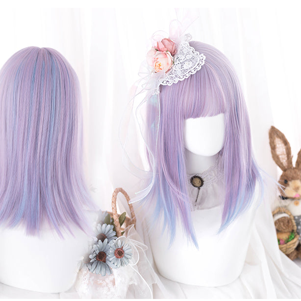 Harajuku Purple Gradient Short Bangs Wig