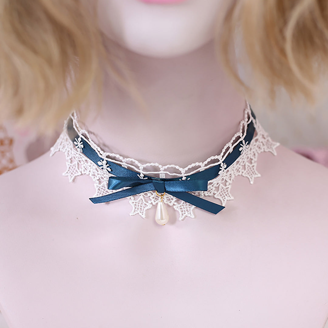 Kawaii Teardrop Pearl Choker Necklace