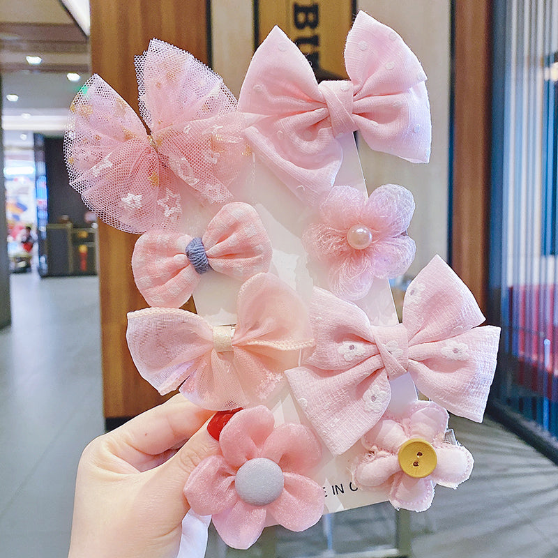 Flower Bowknot Hair Clips Set