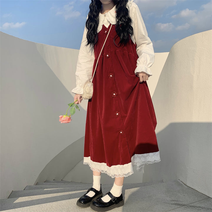 Japanese Vintage Long Sleeve Maxi Dress