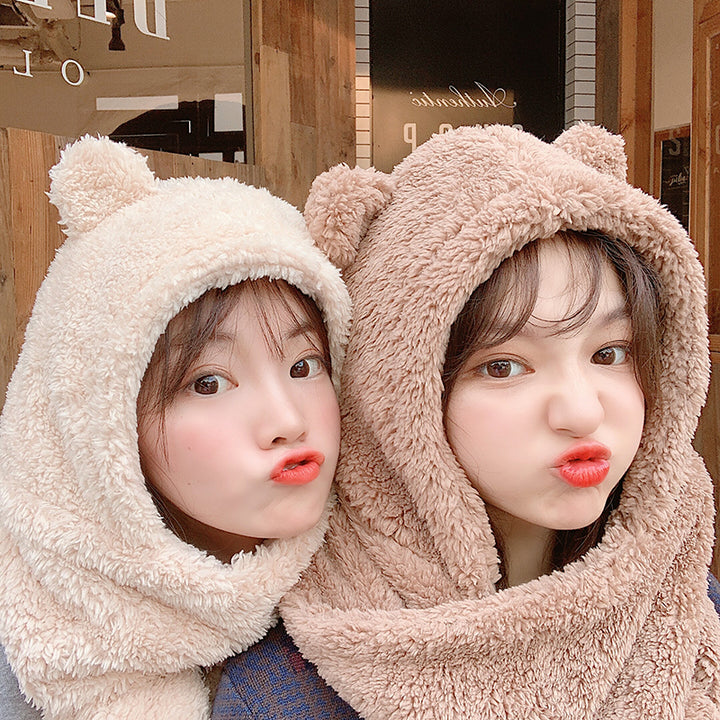 Kawaii Bear Ears Warm Hat Scarf