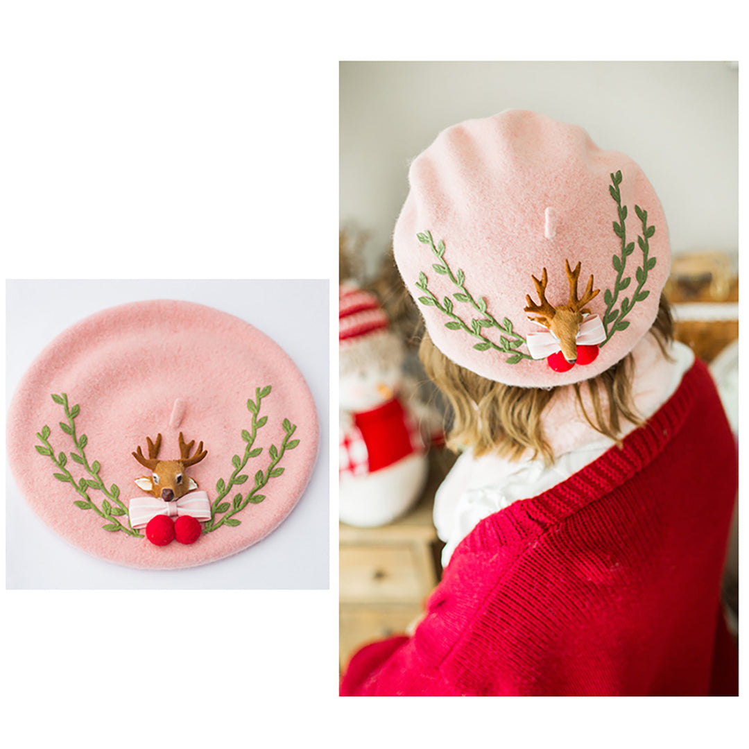 Flowers Deer Beret Hat