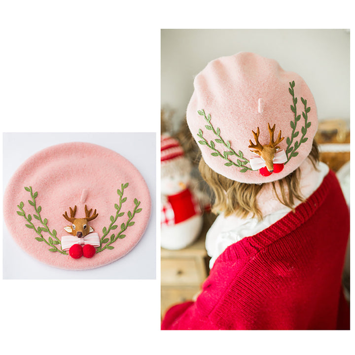 Flowers Deer Beret Hat