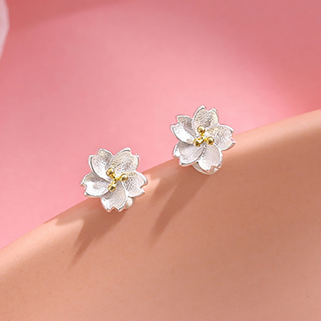 Japanese Sakura Silver Earrings