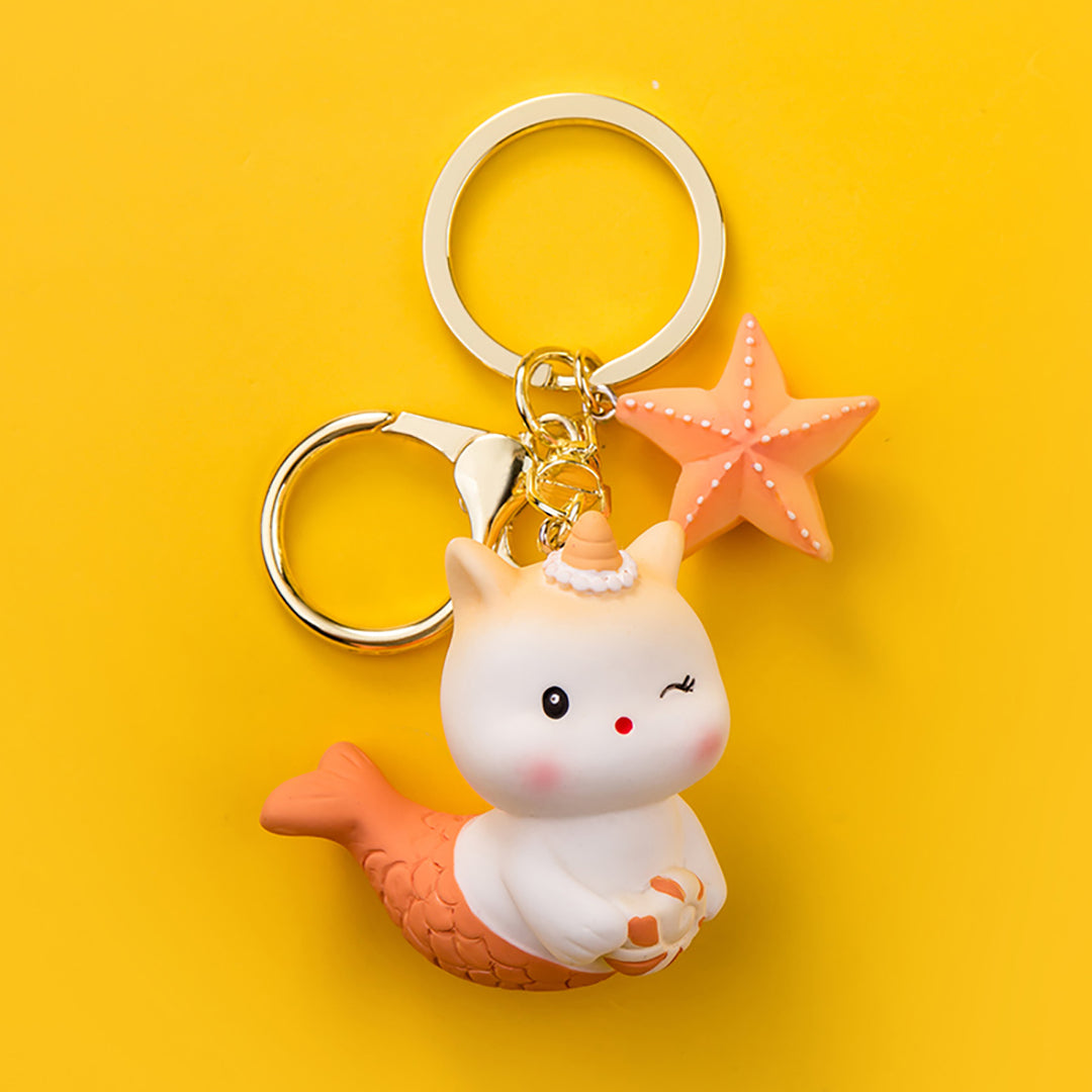 Cute Mermaid Starfish Keychain