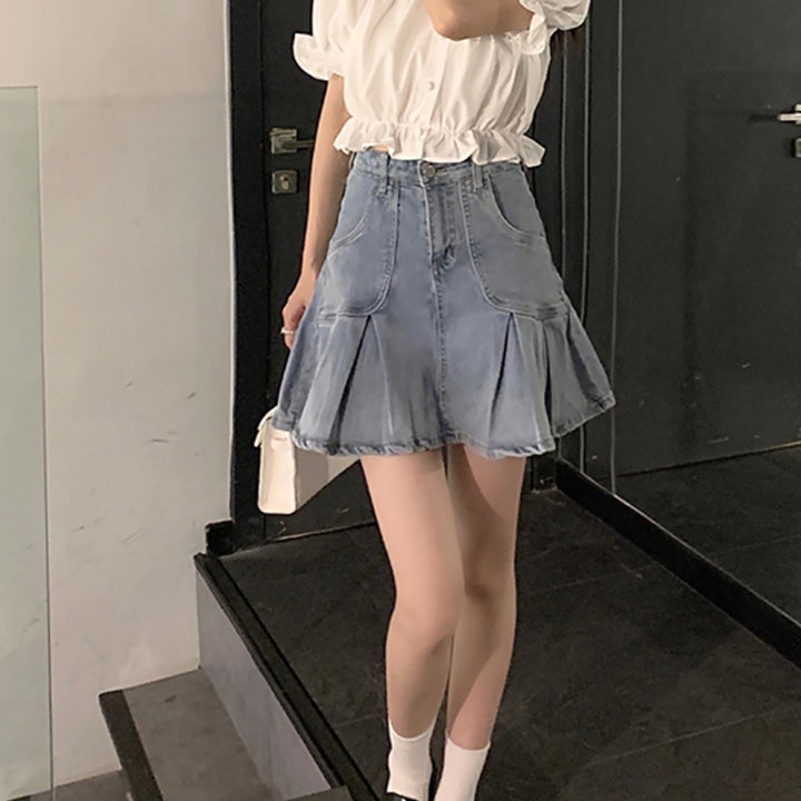 Vintage High Waist Denim Skirt