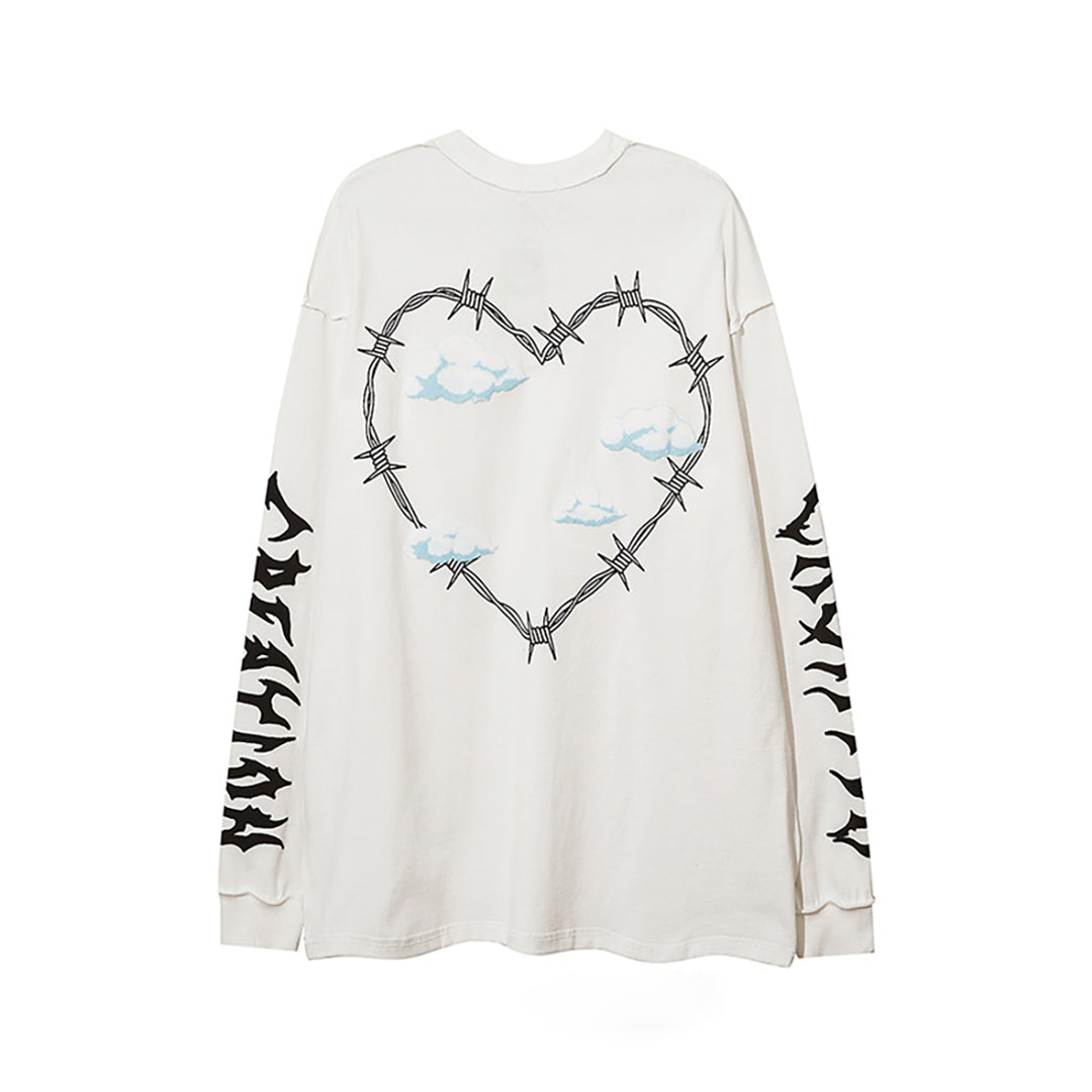 Vintage Love Heart Letters Printed Sweater