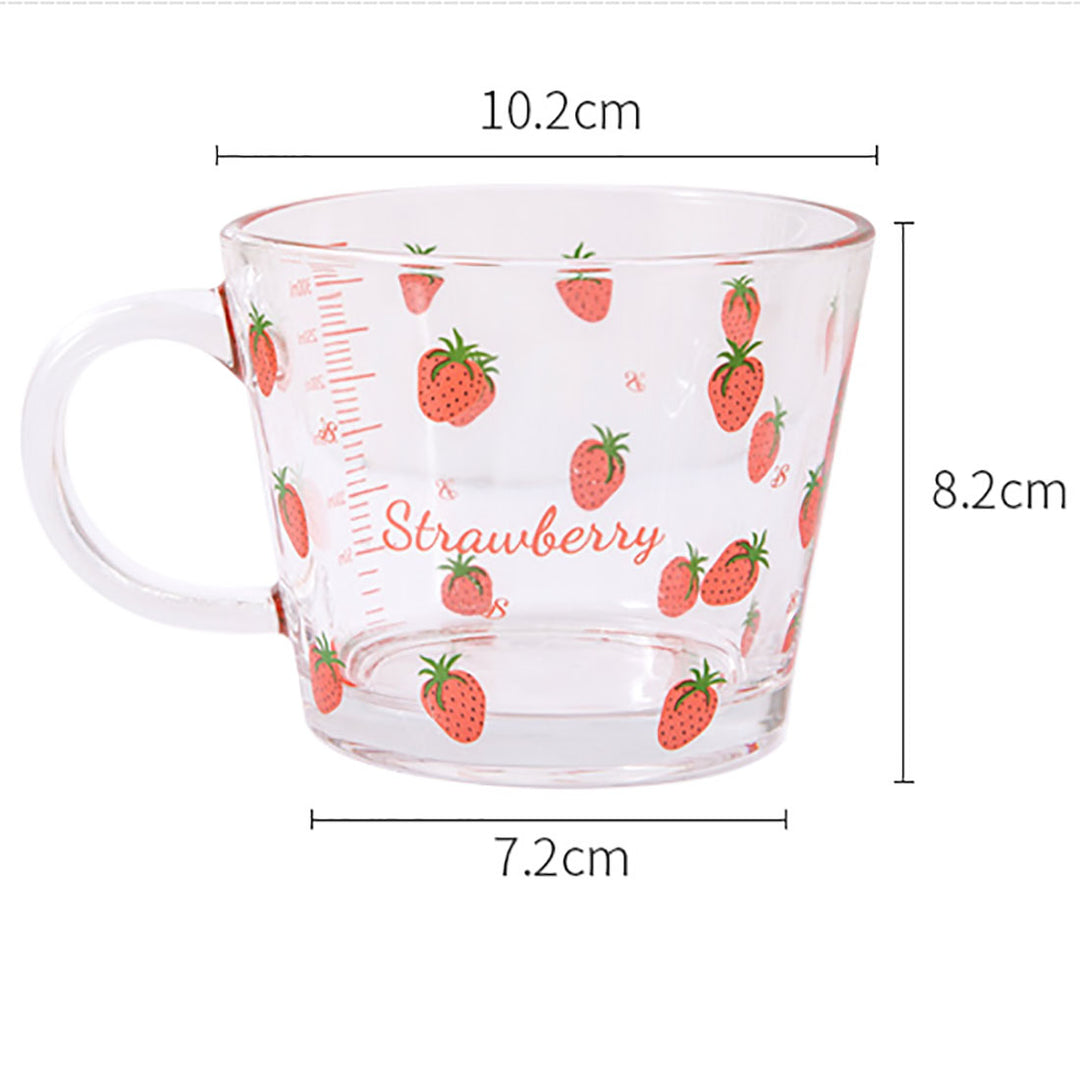 Cute Strawberry Rabbit Glass Cup with Spoon