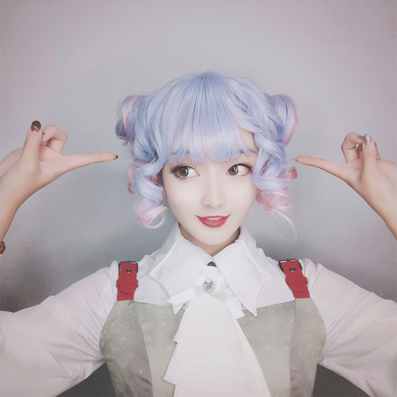 Unicorn Pastel Curly Short Pixie Wig