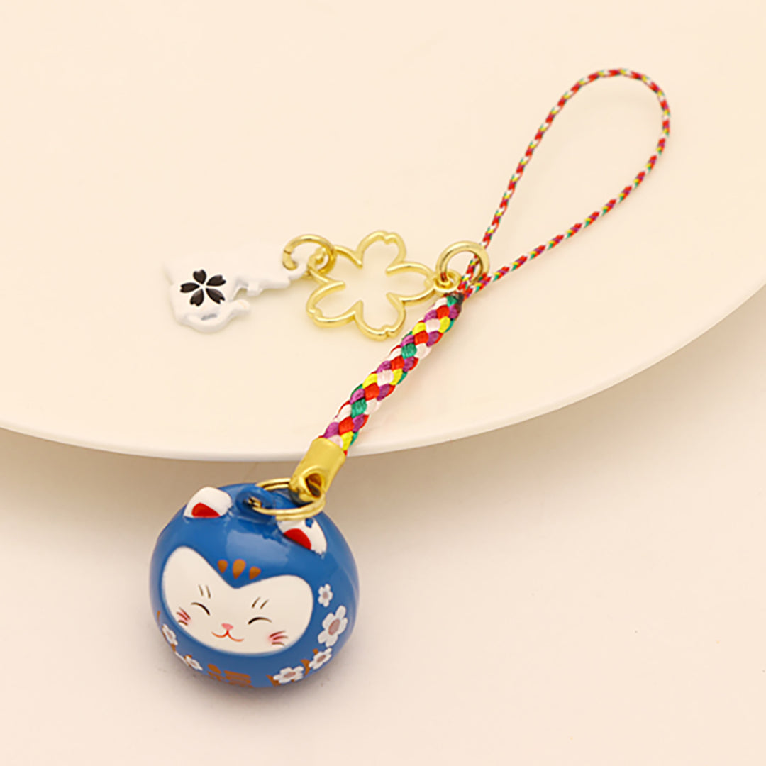 Japanese Sakura Lucky Cat Keychain