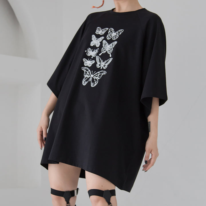 Butterflies Print Streetwear Loose T-shirt