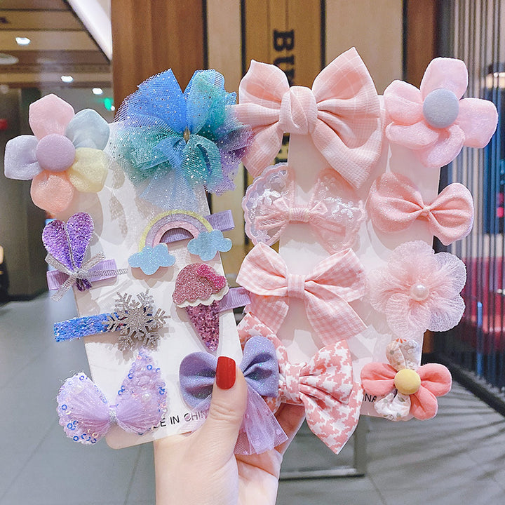 Flower Bowknot Hair Clips Set