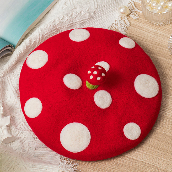 Kawaii Mushroom Handmade Beret