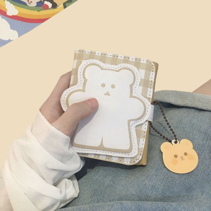 Kawaii Checkered Bear Square Wallet