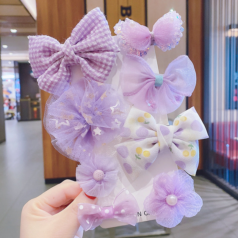 Flower Bowknot Hair Clips Set