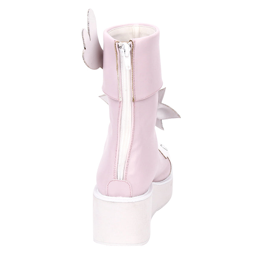 Angel Wings Bow Two-Tone Boots