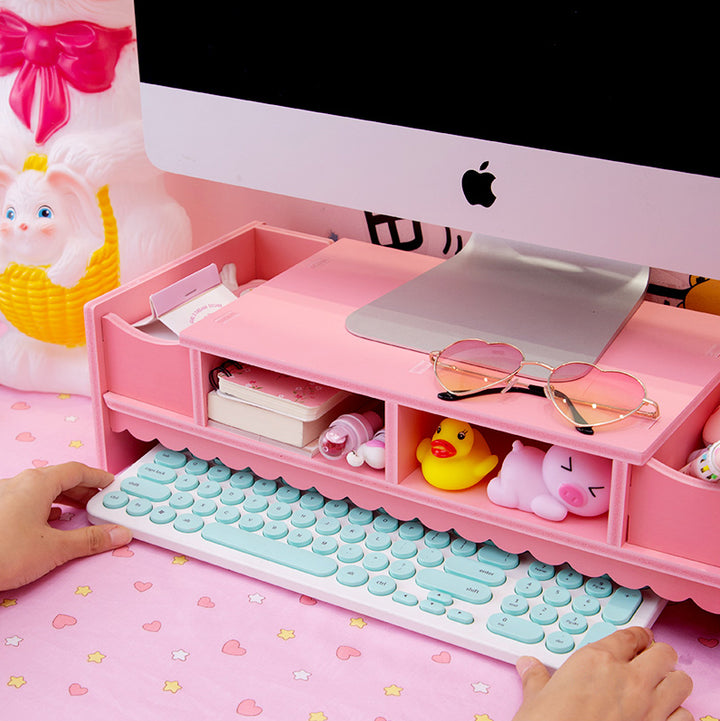 Kawaii Laptop Wood Shelf Desk Organiser