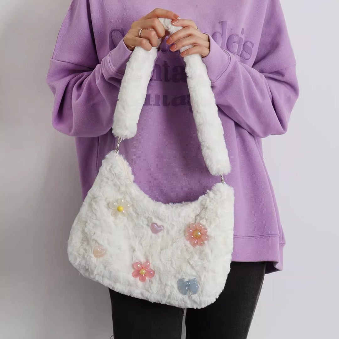 Strawberry Fluffy Shoulder Bag-dolliefae