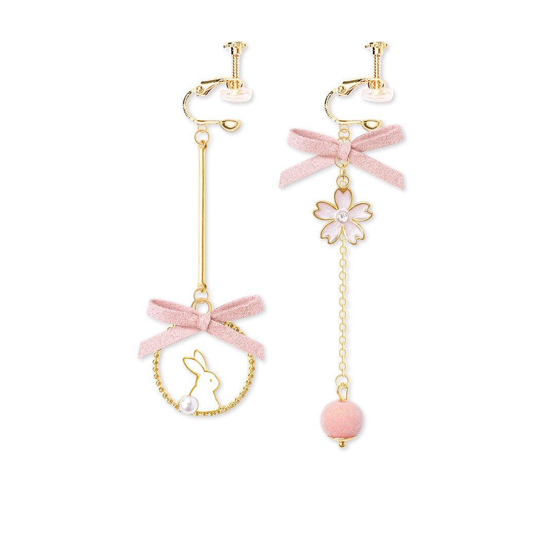 Kawaii Lolita Mr Rabbit Pink Dangle Earrings