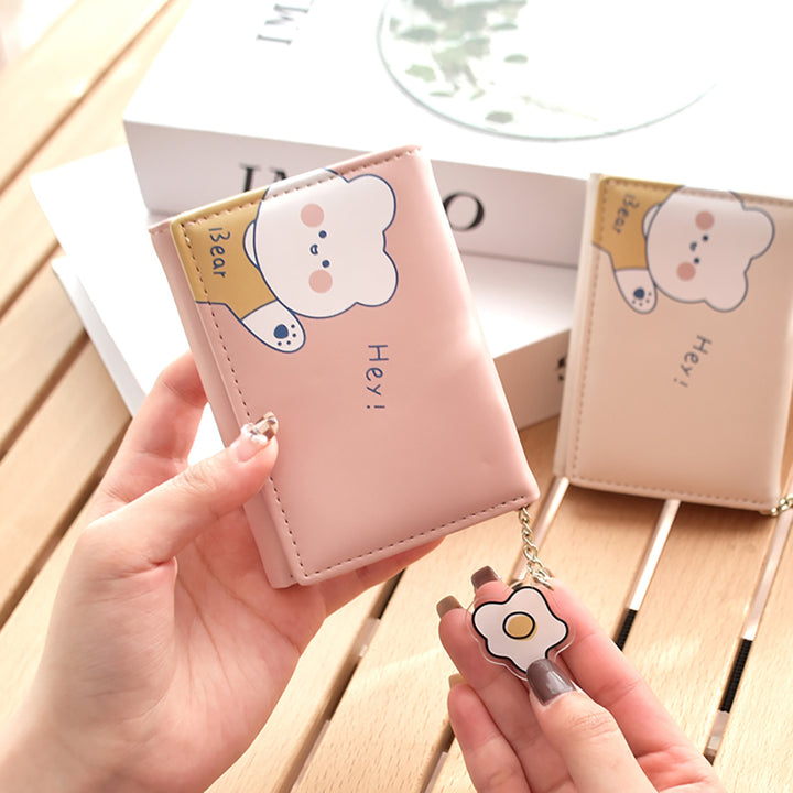 Kawaii Bear Flower Credit Card Holder Wallet