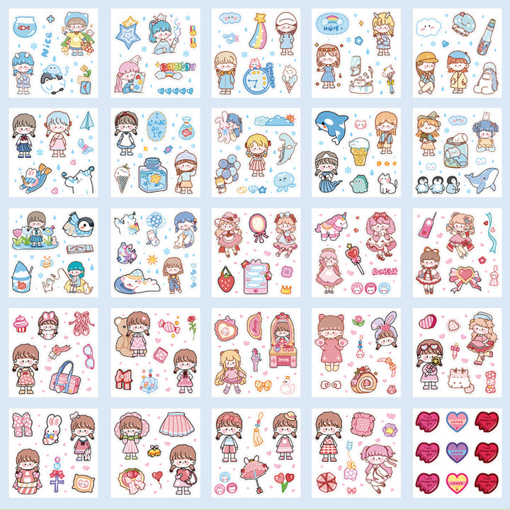 100pcs /Set Cartoon Girl Stickers
