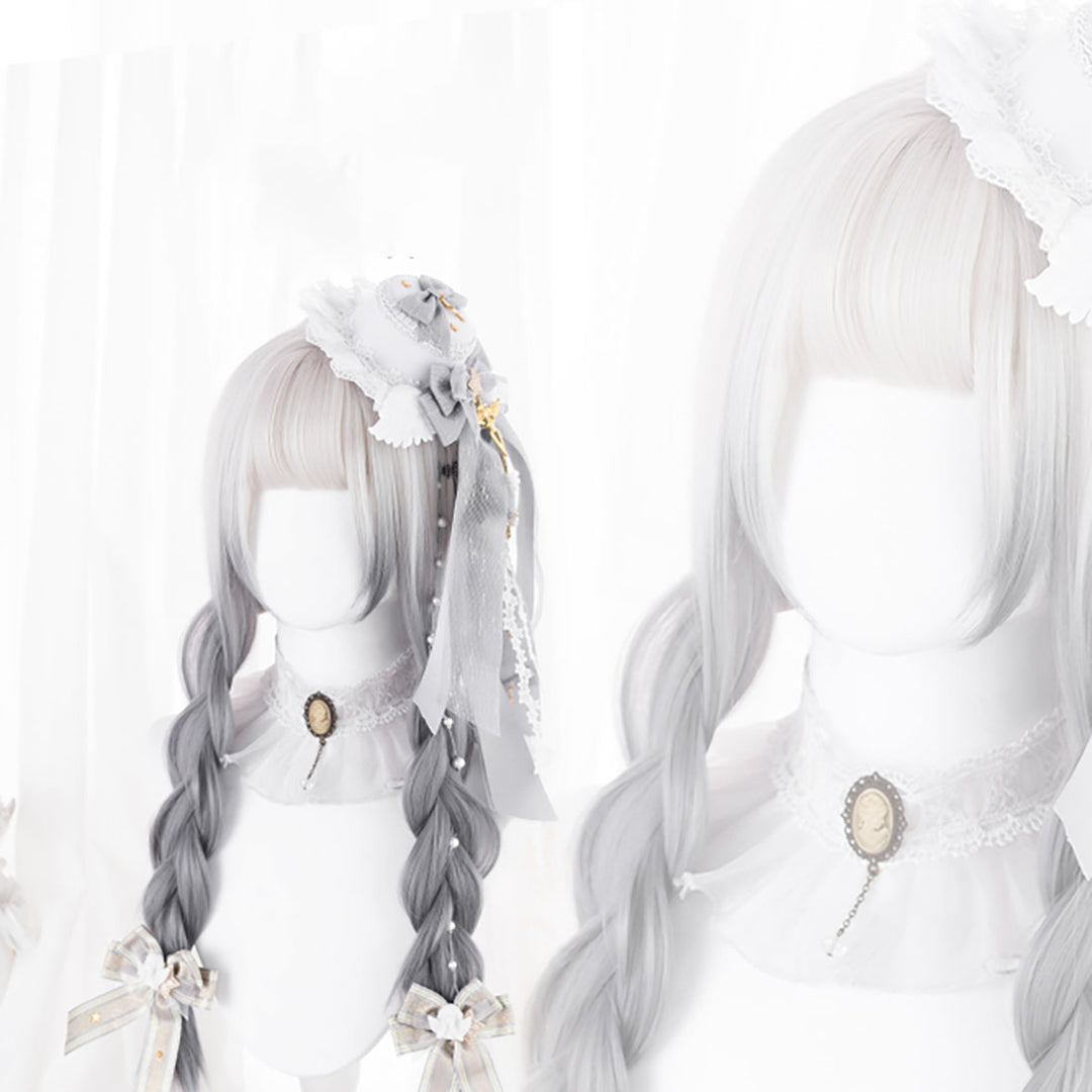 Silver Gray Ombre Long Straight Wig