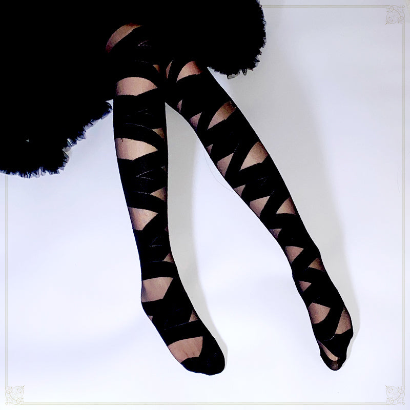 Kawaii Lolita Bandage Pattern Over the Knee Socks
