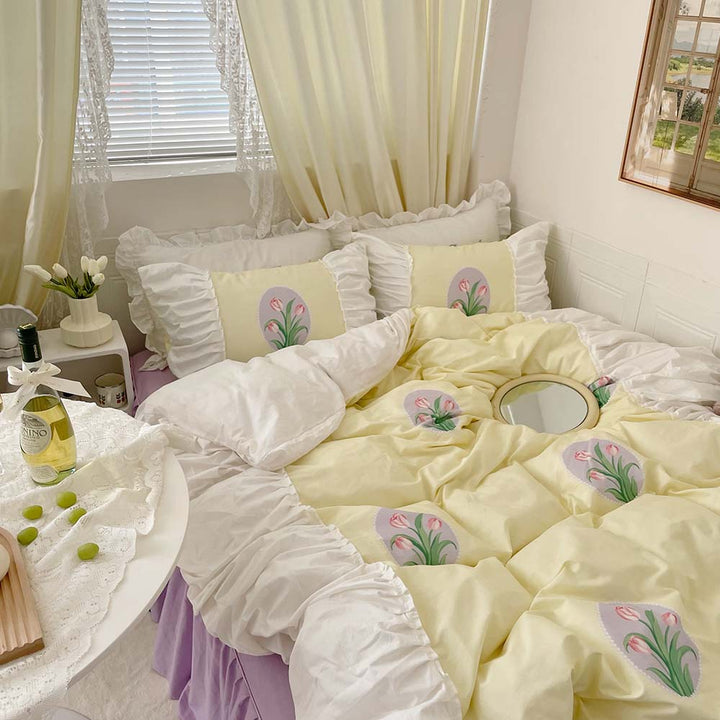 Pastel Color Tulip Bedding Set