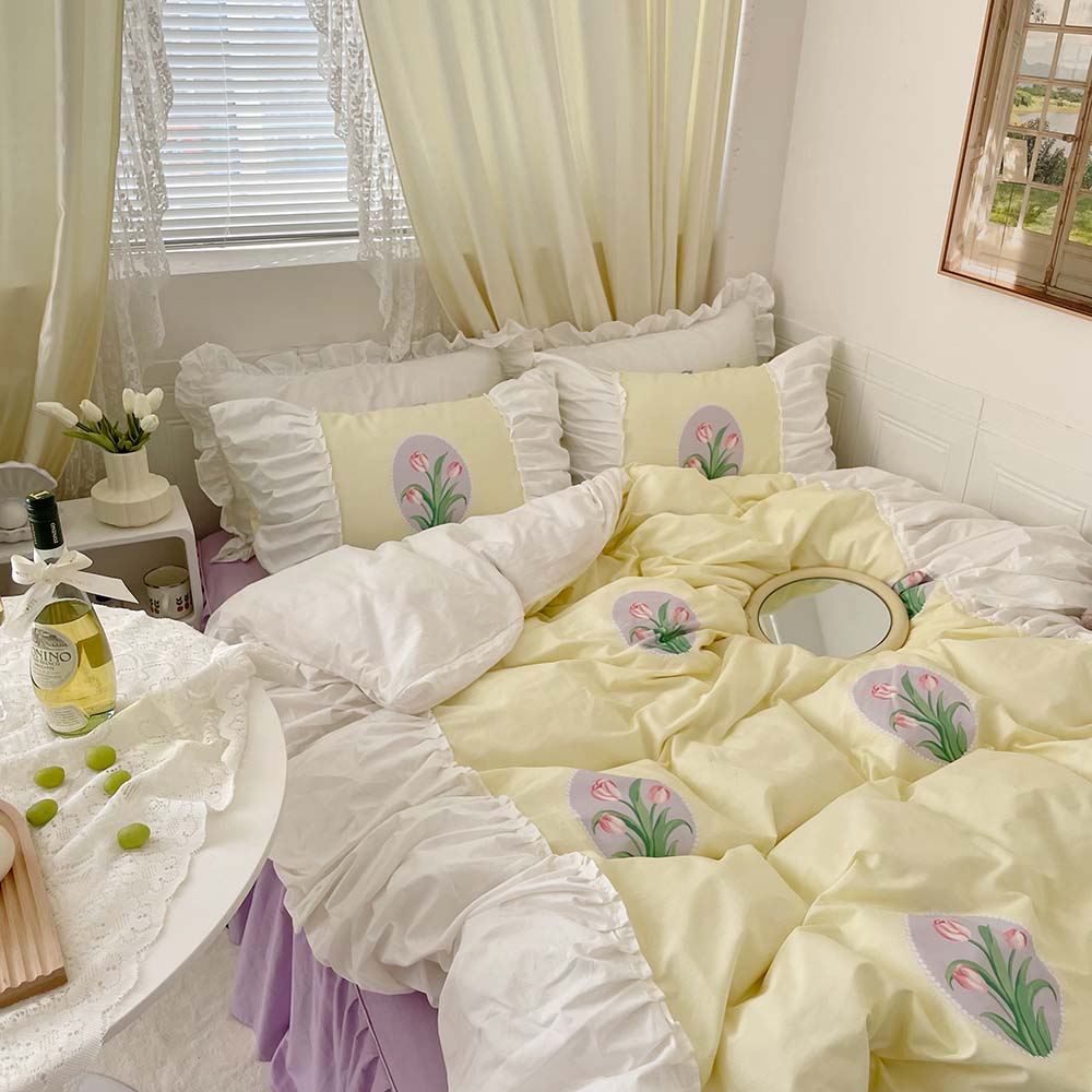 Pastel Color Tulip Bedding Set