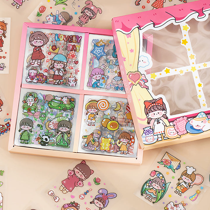 100pcs /Set Cartoon Girl Stickers