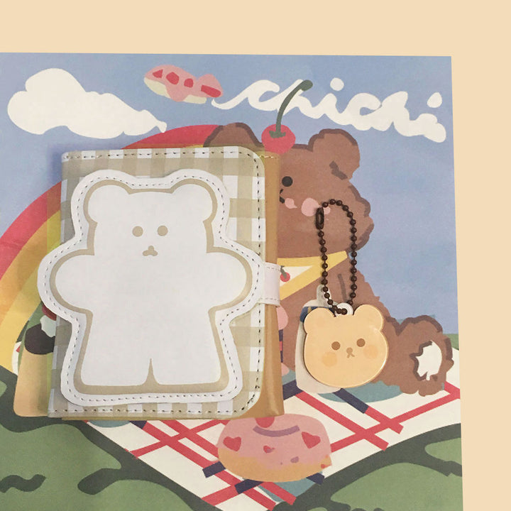 Kawaii Checkered Bear Square Wallet