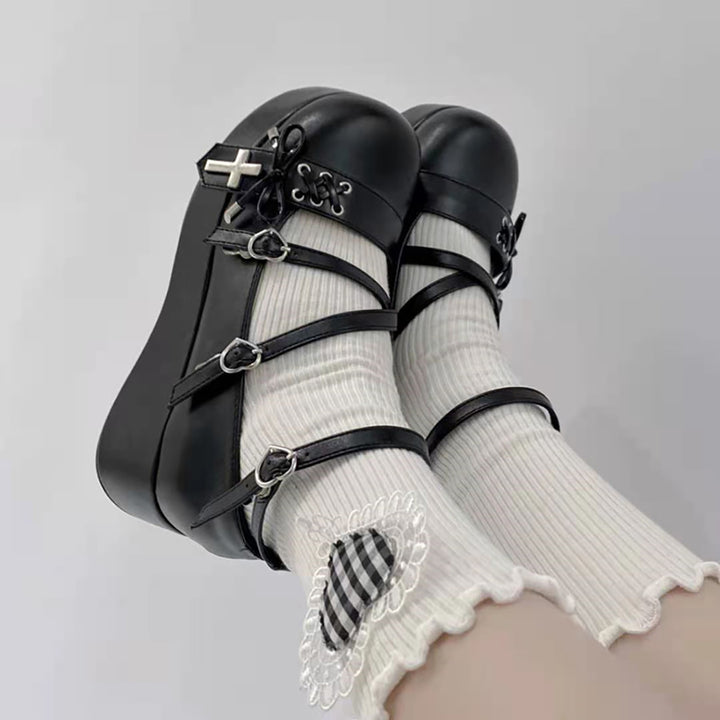 Lolita Criss and Cross Platform Round Toe Shoes