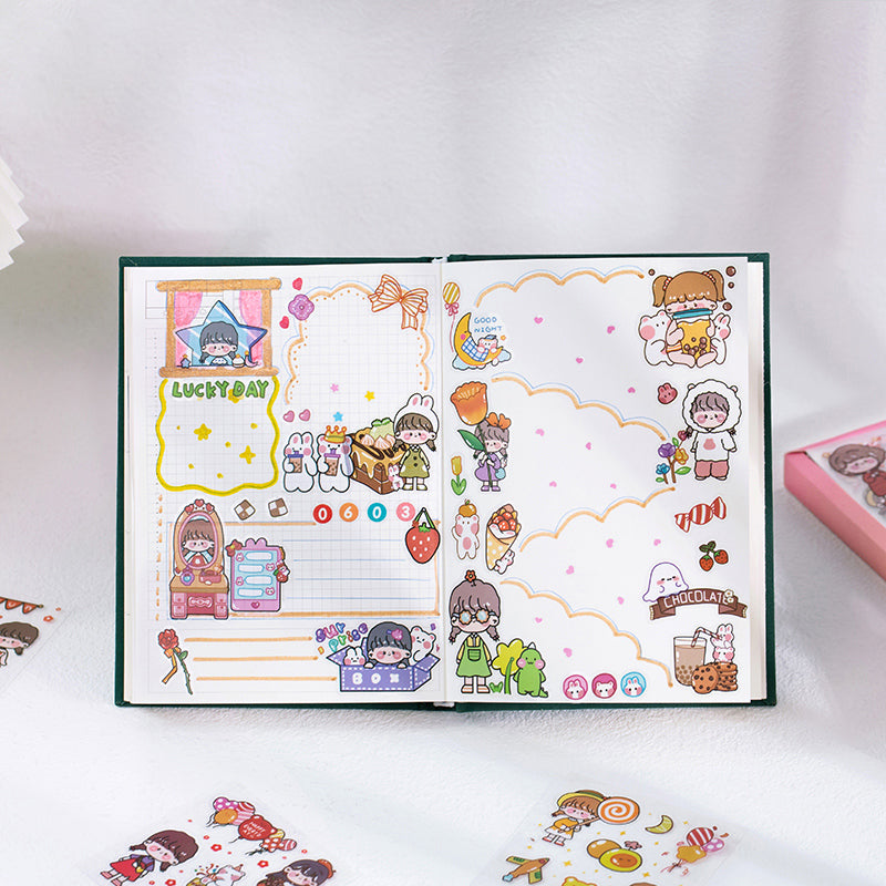 100pcs /Set Cartoon Girl Stickers