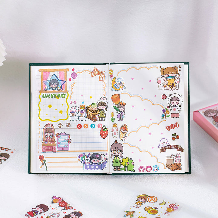 100pcs /Set Cartoon Girl Stickers