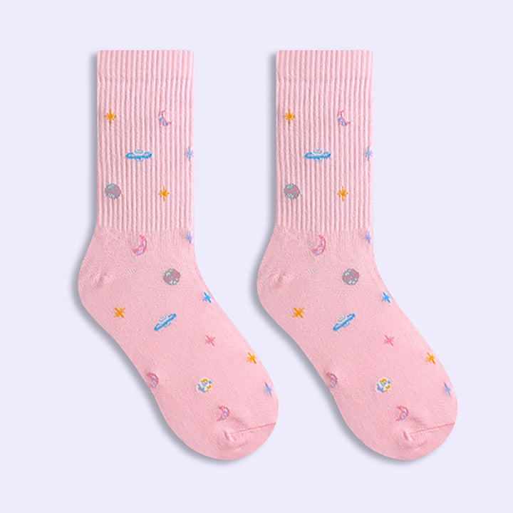 Cool Galactic Embroider High Ankle Socks