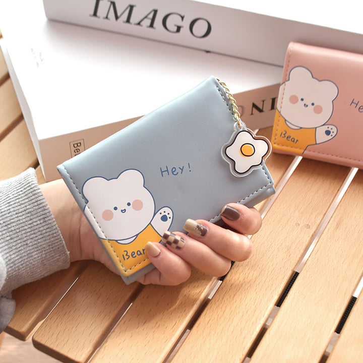 Kawaii Bear Flower Credit Card Holder Wallet