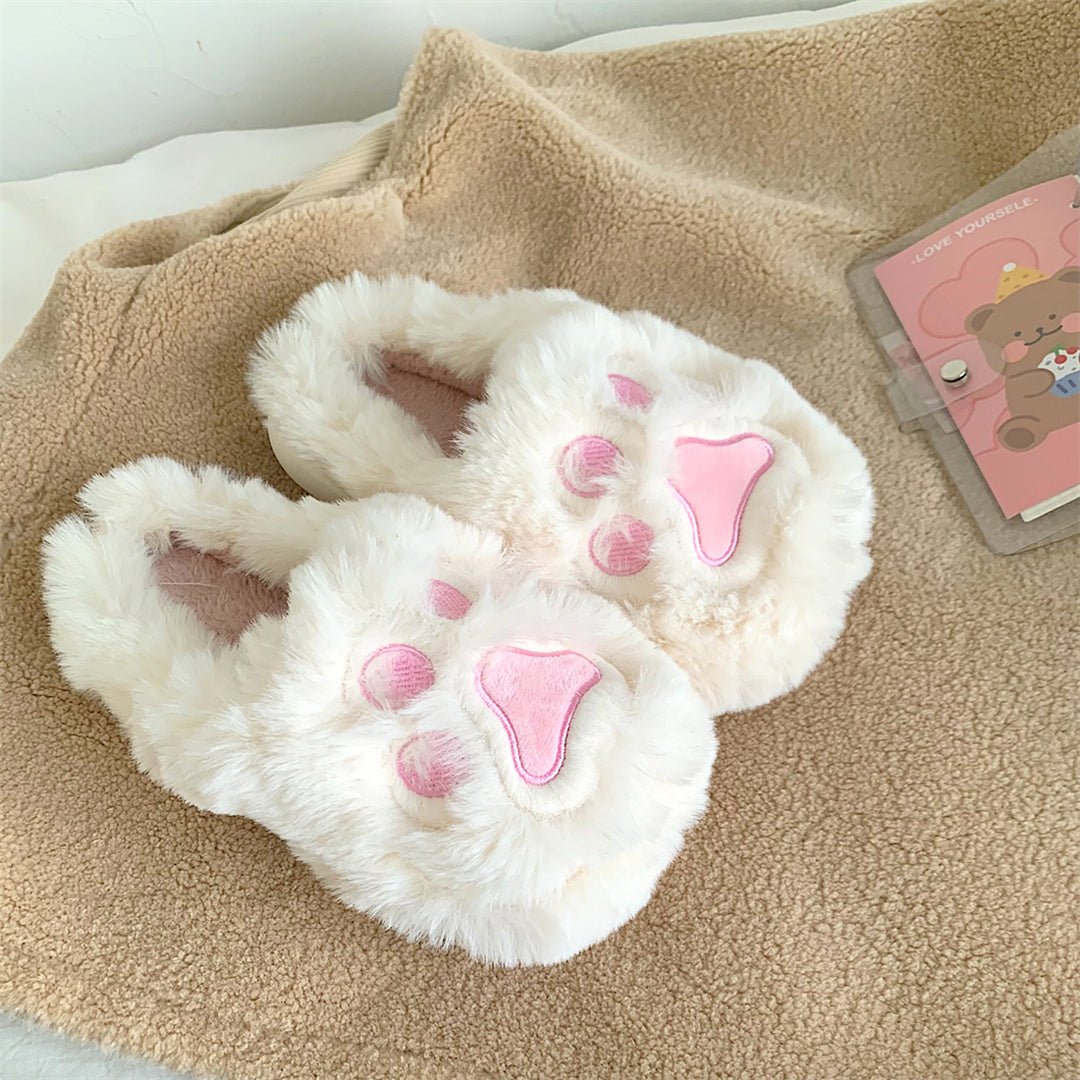 Big Kitty Paw Fur Home Slippers