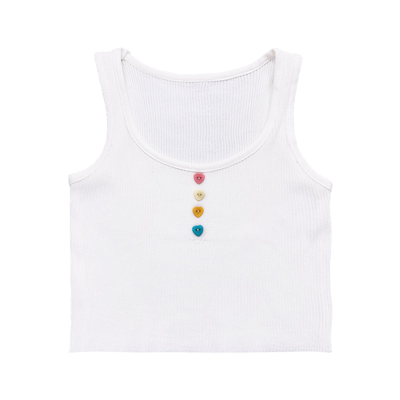 Love Heart Button Summer Tops