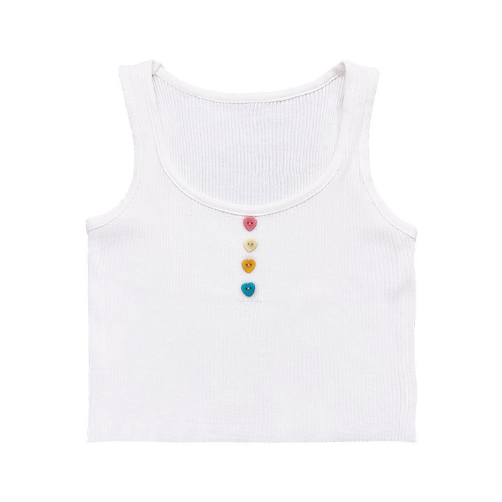 Love Heart Button Summer Tops