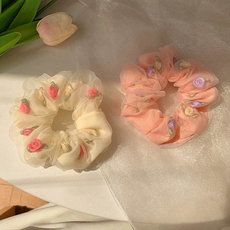 Korean-Inspired Rose Scrunchies-dolliefae