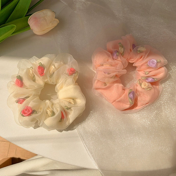 Korean-Inspired Rose Scrunchies-dolliefae