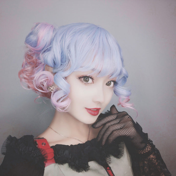 Unicorn Pastel Curly Short Pixie Wig