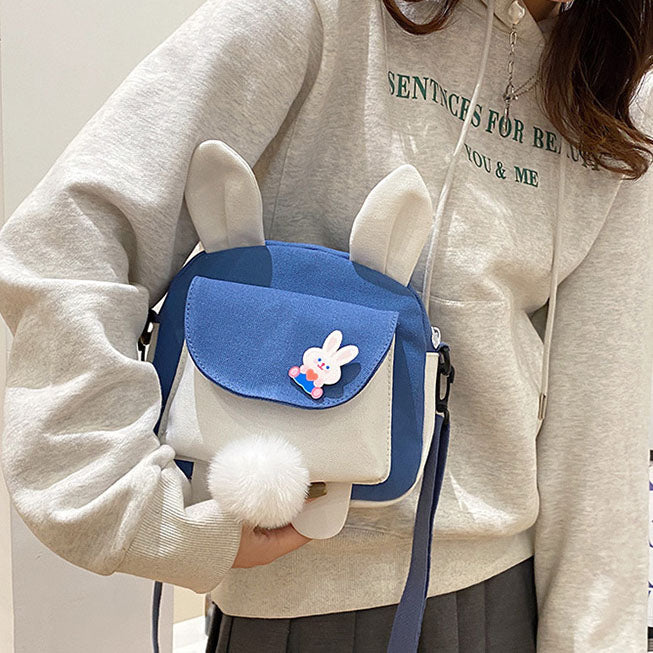 Cartoon Rabbit Ears Canvas Crossbody Bag
